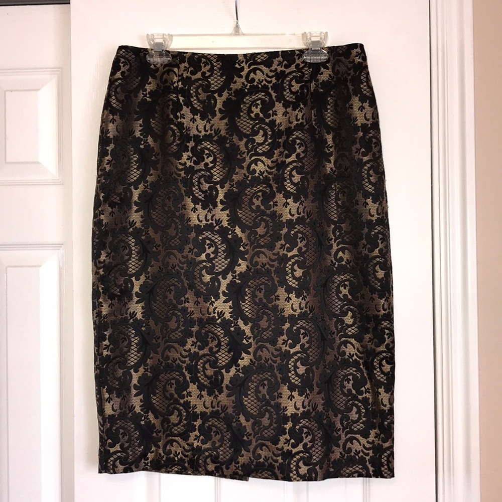 Black & Gold Pencil Skirt